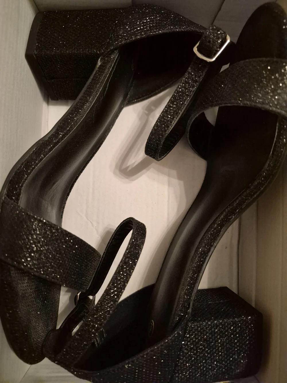 Target Black Glitter Ankle-Strap Block Heels